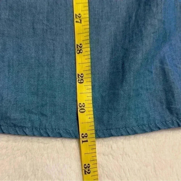 En Creme Blue Chambray Sleeveless Tunic Top Embroidered Mini Dress Size S - Picture 8 of 11